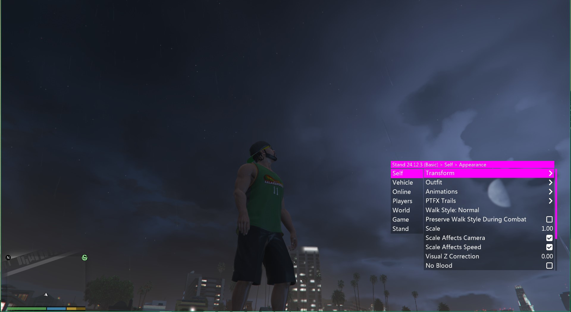 Stand Mod Menu interface in GTA 5